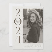 白黒レトロタイポグラフィ写真卒業 案内状 (正面)