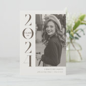 白黒レトロタイポグラフィ写真卒業 案内状 (スタンド正面)