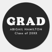 白黒レトロタイポグラフィ卒業 ラウンドシール (正面)