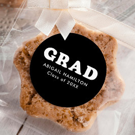 白黒レトロタイポグラフィ卒業 ラウンドシール