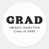 白黒レトロタイポグラフィ卒業 ラウンドシール (正面)