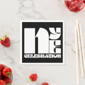 白黒レトロタイポグラフィ新年のイブパーティー スタンダードカクテルナプキン (インサイチュ)