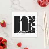 白黒レトロタイポグラフィ新年のイブパーティー スタンダードカクテルナプキン (インサイチュ)