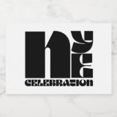 白黒レトロタイポグラフィ新年のイブパーティー スパークリングワインラベル (シングルラベル)