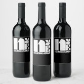 白黒レトロタイポグラフィ新年のイブパーティー ワインラベル (ボトル)