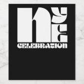 白黒レトロタイポグラフィ新年のイブパーティー ワインラベル (シングルラベル)