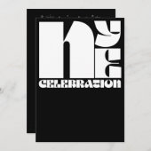 白黒レトロタイポグラフィ新年のイブパーティー 招待状 (正面/裏面)