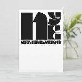 白黒レトロタイポグラフィ新年のイブパーティー 招待状 (スタンド正面)