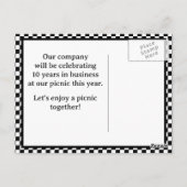 白黒レトロチェッカーボードカンパニーピクニック ポストカード (裏面)