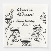 白黒レトロハンドドローファンキーカクテル誕生日 (正面)