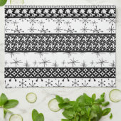 白黒レトロパターストライプン1 キッチンタオル (折り畳み)