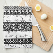 白黒レトロパターストライプン1 キッチンタオル (四つ折り)