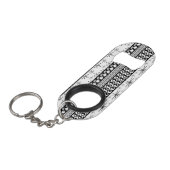 白黒レトロパターストライプン1 キーホルダー栓抜き (正面アングル)