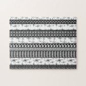 白黒レトロパターストライプン1 ジグソーパズル (横)