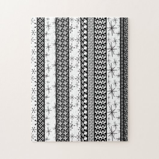 白黒レトロパターストライプン1 ジグソーパズル (縦)