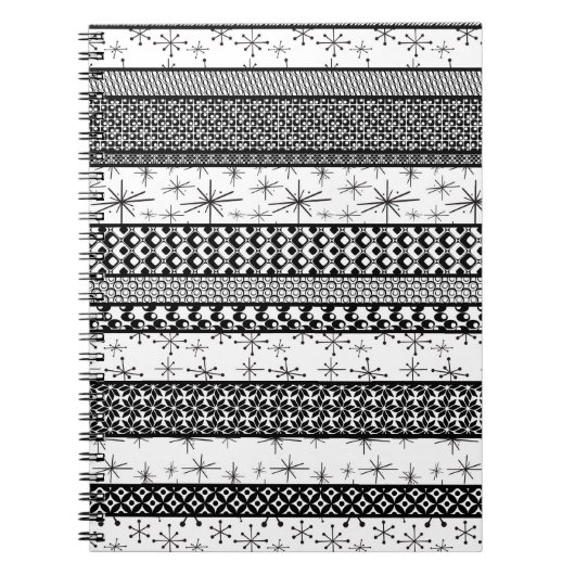 白黒レトロパターストライプン1 ノートブック (正面)