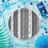 白黒レトロパターストライプン1 ペーパープレート (パーティー)