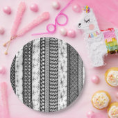 白黒レトロパターストライプン1 ペーパープレート (パーティー)