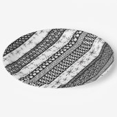 白黒レトロパターストライプン1 ペーパープレート (アングル)