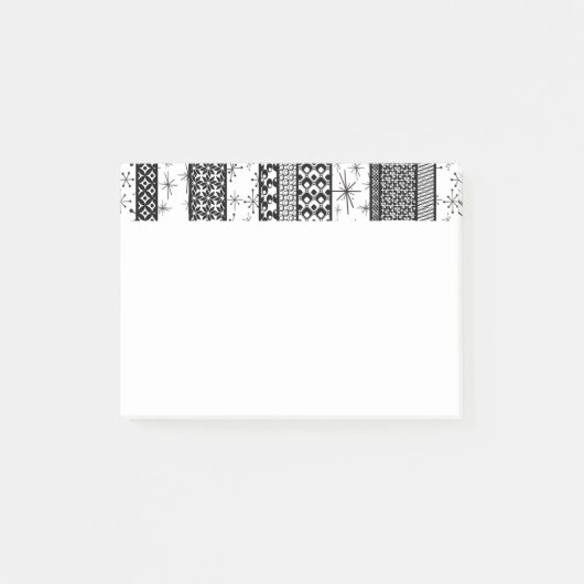 白黒レトロパターストライプン1 ポストイット (正面)