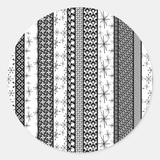 白黒レトロパターストライプン1 ラウンドシール (正面)