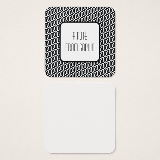 白黒レトロパターファンキーンのメッセージのメモ (正面&裏面)