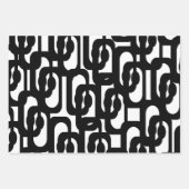 白黒レトロパターモダンン ラッピングペーパーシート (正面)