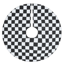 白黒レトロパタ市松模様にーン ブラッシュドポリエステルツリースカート