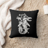 白黒レトロピンアップマーメイド クッション (ブランケット)