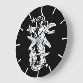 白黒レトロピンアップマーメイド ラージ壁時計 (傾斜)