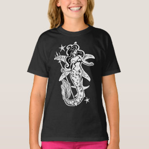 白黒レトロピンアップマーメイド Tシャツ