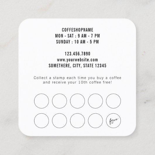 白黒レトロフォトコーヒーショップロイヤリティカード ロイヤリティカード (裏面)
