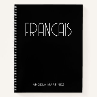 白黒レトロフランス語の勉強 ノートブック