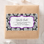 白黒レトロフローラダマスパターン ラベル (インサイチュ)