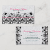 白黒レトロフローラダマスパターン 名刺 (正面/裏面)