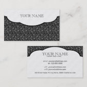 白黒レトロフローラドットパターン 名刺 (正面/裏面)