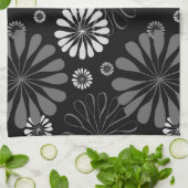 白黒レトロフローラ キッチンタオル (折り畳み)