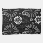 白黒レトロフローラ キッチンタオル (横)
