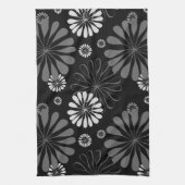 白黒レトロフローラ キッチンタオル (縦)