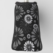 白黒レトロフローラ ゴルフヘッドカバー (回転90)