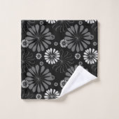 白黒レトロフローラ バスタオルセット (ウォッシュタオル)