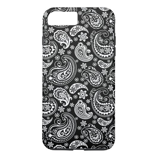 白黒レトロペイズリーハムパターン Case-Mate iPhoneケース (裏面)