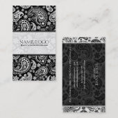 白黒レトロペイズリーパターン2デザイン 名刺 (正面/裏面)