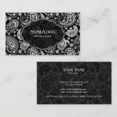 白黒レトロペイズリーパターン3デザイン 名刺 (正面/裏面)