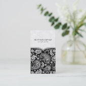 白黒レトロペイズリーパターン4デザイン 名刺 (スタンド正面)