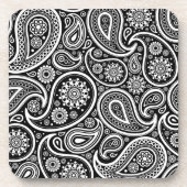 白黒レトロペイズリーパターン コースター (正面)