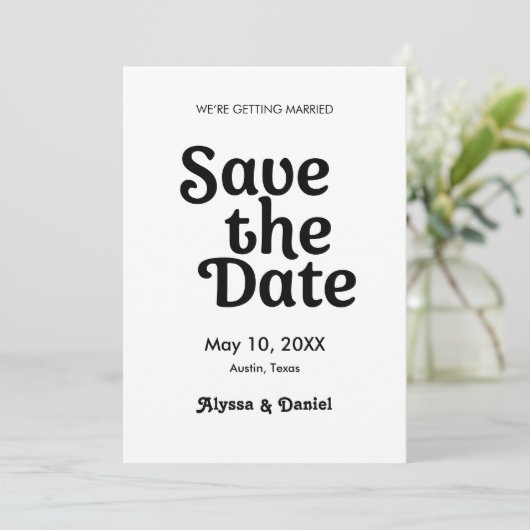 白黒レトロモダンカスタムフォト結婚ズ 招待状 (スタンド正面)