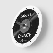 白黒レトロレコード音楽 ラウンド壁時計 (傾斜)