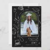 白黒レトロ写真の卒業発表 案内状 (正面)