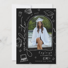 白黒レトロ写真の卒業発表 案内状